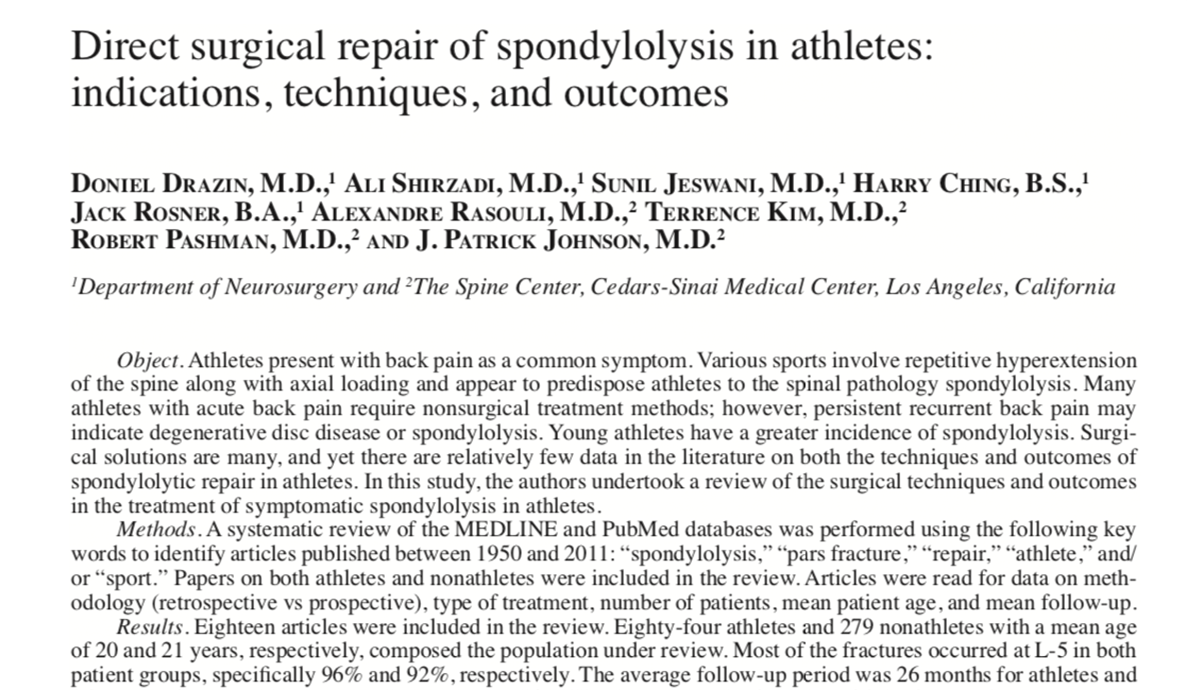 Spondylolysis In Athletes